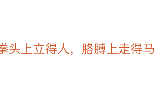 拳頭上立得人，胳膊上走得馬